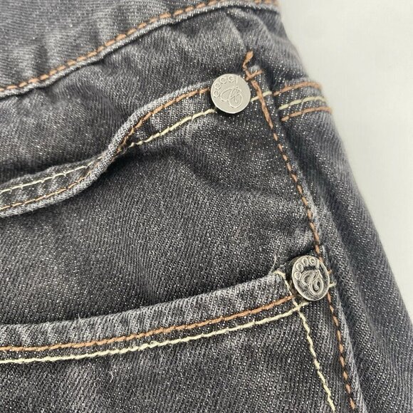 COOGI Shorts Mens 42 Blue Australia Y2K Baggy Hip Hop Embroidered Patchwork Dark - Picture 5 of 14